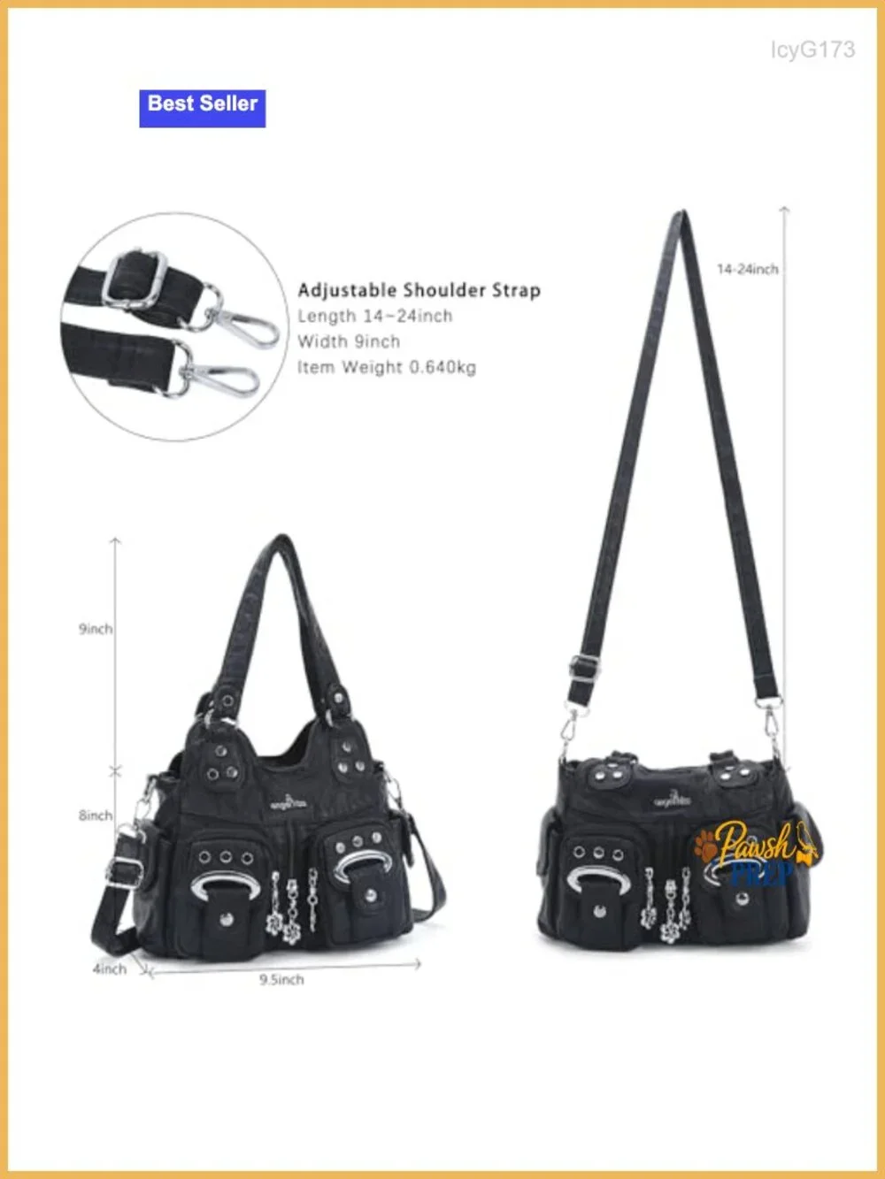 Vegan Leather Hobo Bag Multi-Pocket Crossbody Adjustable Strap